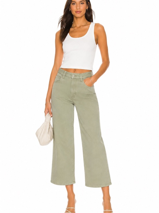 BCBGeneration Denim - BCBGeneration Olive Green Cropped Wide-Leg Jeans